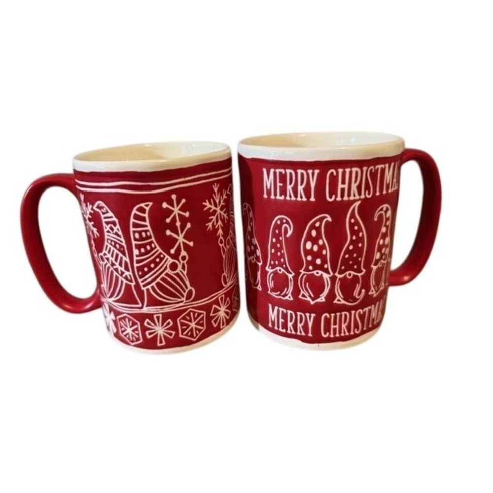 Sheffield Home Red Christmas Gnomes Snowflake Mugs Merry Christmas Ceramic‎ - Picture 2 of 4